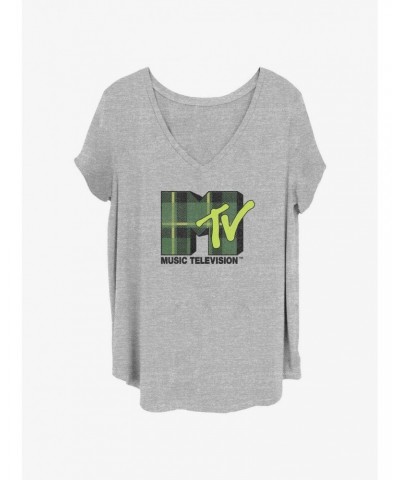 MTV Plaid Green Logo Girls T-Shirt Plus Size $8.55 T-Shirts