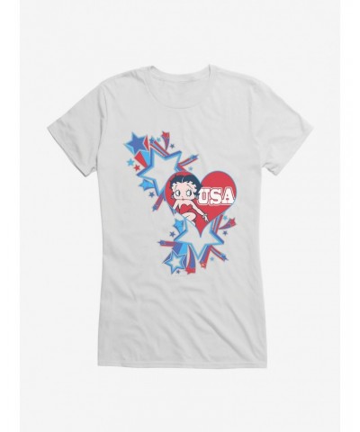 Betty Boop USA Blue Heart and Stars Girls T-Shirt $9.76 T-Shirts