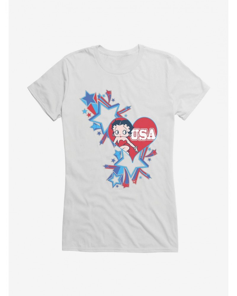 Betty Boop USA Blue Heart and Stars Girls T-Shirt $9.76 T-Shirts