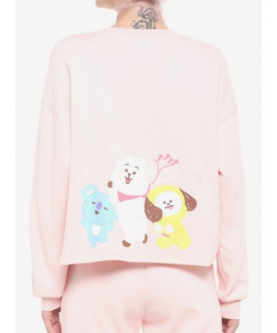 BT21 Cherry Blossom Girls Crop Sweatshirt $19.31 Sweatshirts