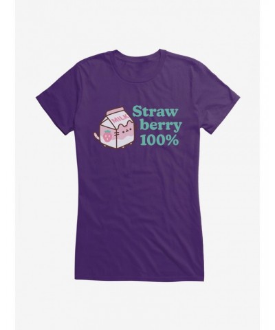 Pusheen Sips Strawberry 100 Percent Girls T-Shirt $8.96 T-Shirts
