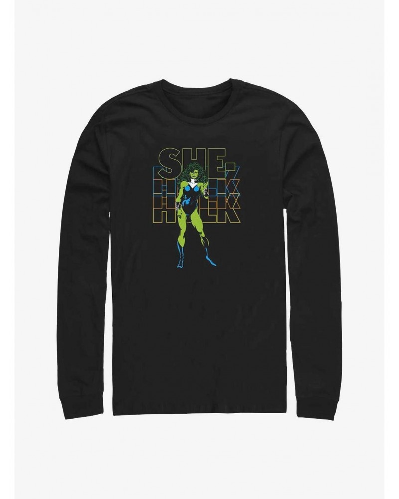 Marvel She Hulk Stacked Block Logo Long-Sleeve T-Shirt $9.74 T-Shirts