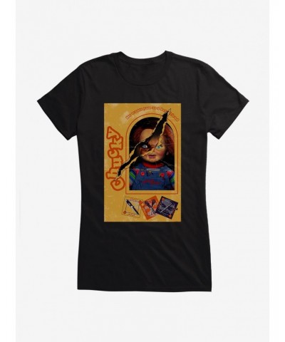 Chucky Doll Box Torn Girls T-Shirt $11.45 T-Shirts