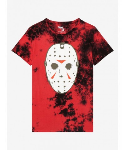 Friday The 13th Mask Tie-Dye Boyfriend Fit Girls T-Shirt $11.30 T-Shirts