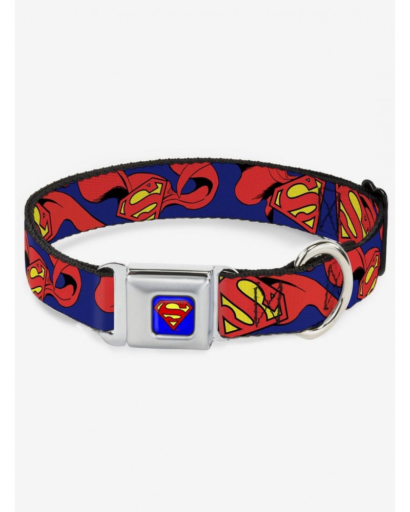 DC Comics Justice League Superman Shield Cape Seatbelt Buckle Dog Collar $9.21 Pet Collars