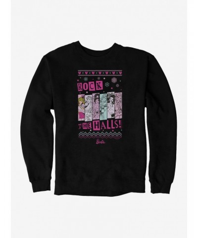 Barbie Rock The Halls Ugly Christmas Pattern Sweatshirt $9.15 Sweatshirts
