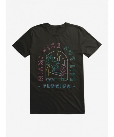 Miami Vice For Life Beach Scene Outline T-Shirt $9.37 T-Shirts