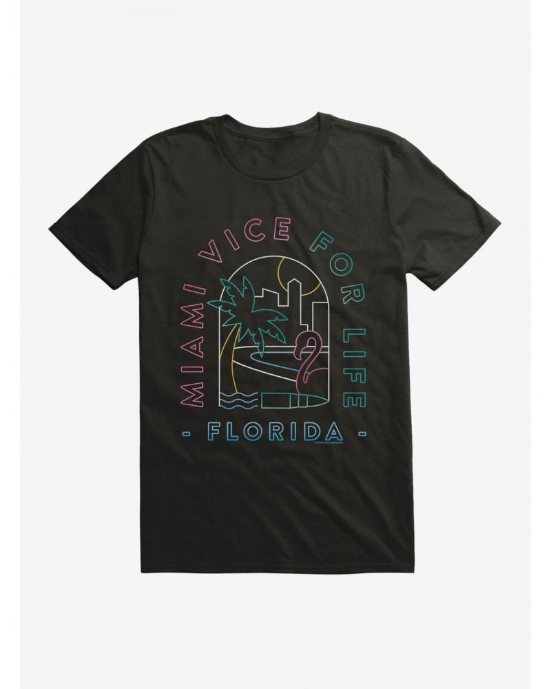 Miami Vice For Life Beach Scene Outline T-Shirt $9.37 T-Shirts